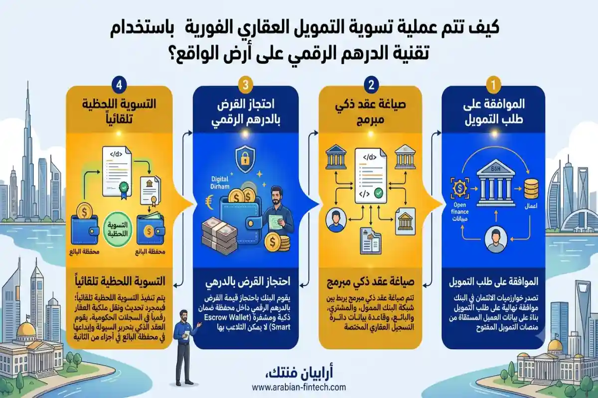 7 اتجاهات ترسم مستقبل التمويل العقاري الرقمي ملية تسوية التمويل العقاري الفورية باستخدام تقنية الدرهم الرقمي