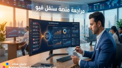 Generate a hyperrealistic, 8K resolution featured image, aspect ratio 16:9 (1280x720). 1. Deep Visual Translation (CRITICAL): Context: Deeply analyze the concept of مراجعة منصة سنقل فيو لخدمات المصرفية المفتوحة للشركات Action: Translate this title into a POWERFUL, tangible realworld scene. Do not just use random symbols; use objects and situations that strictly represent the meaning A realistic and authentic style, not a pure and expressive drawing.. Accuracy: The representation must be logical and visually accurate. Zero tolerance for artifacts, distorted objects, or physics errors There are no errors in the elements, no distortion in the image elements, and they are logical, natural, and their colors are consistent with the entire image.. 2. Text Overlay (Arabic Typography): Render the single keyword مراجعة منصة سنقل فيو  in a Bold, Modern, WebDesign Arabic Font Using the beautiful font effects employed by designers, create new and professional fonts with attractive and appealing effects.. Quality: Text must be spelled correctly, legible, and sharp. Placement: Positioned preferably in the TopCenter or a clear central area, integrated naturally into the environment (e.g., on a screen, a wall, or floating professionally). 3. Composition & Framing (The Perfect Balance): Subject Density: The main visual elements should be LARGE and DOMINANT, filling the center stage. Safety Padding: Maintain a Medium, clean buffer zone (padding) around the absolute edges of the image. Elements should extend near the edge but NEVER touch the border I don't want the elements to touch the edges of the image from all directions because I will later add an outer frame in all directions, and the design must not touch or come near them.. Background: Smooth, harmonious gradients or soft depthoffield backgrounds to ensure the main subject pops out. 4. Style & Technical Specs: Aesthetic: Highend commercial photography, cinematic lighting, vibrant yet harmonious colors. Human Touch: If a human element is present, it must be anatomically perfect and professional. Final Polish: Ultradetailed, sharp focus, no noise, no blur. If you are given an image of a content creator, add it to the scene professionally and naturally, blending seamlessly with the image. Do not alter facial features or edit them; only change the clothing or gestures to achieve a professional final result. Even the clothing must be consistent with the current scene. All of this applies if the content creator is available or provides it to you.  اكتب النص باللون الابيض الشفاف استخدم الوان البرتقالي الى الازرق 