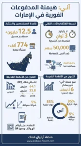 تقرير حجم معاملات المدفوعات الفورية في الإمارات وهيمنة آني قاعدة المستخدمين النشطة والسرعة الفائقة